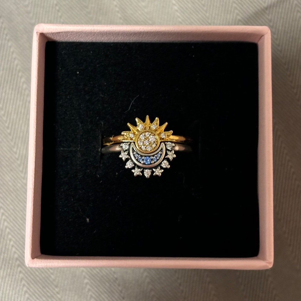 Pandora Moon and Sun Ring Set